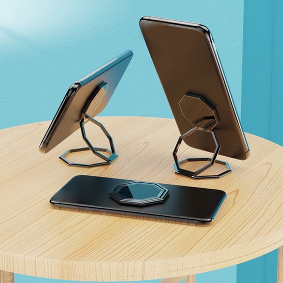Metal Phone Bracket Adhesive Foldable Ring Holder Stand 360 Rotation Phone Grip Support Portable Desktop Phone Stand for Video Call Watching Movies Reading Office Travel Use