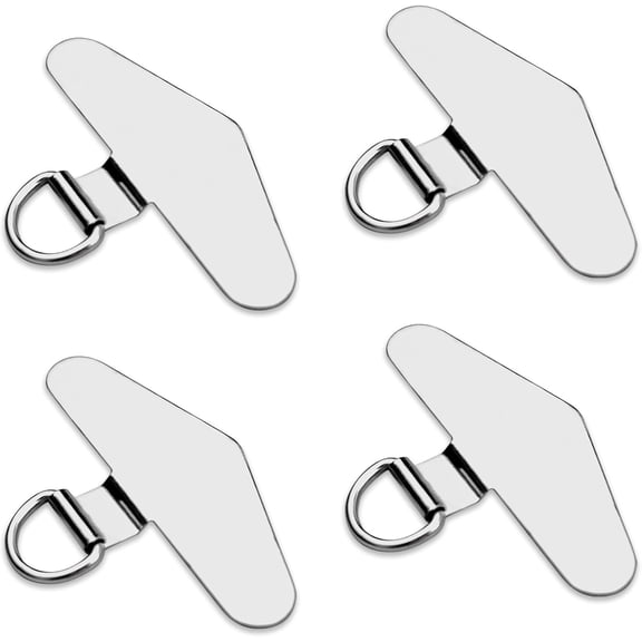 Metal Phone Tether Tab (4-Pack, Silver) Universal Steel Phone Patch for Full Coverage Cases Lanyard Attachment Pad for iPhone, Samsung & Smartphones