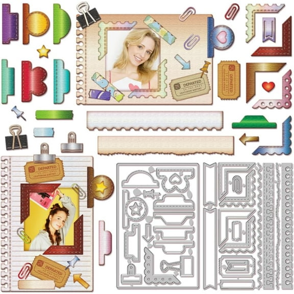 Metal Photo Decoration Corner Cutting Dies Card Frame Cutting Die Metal Planner Leaflet Die for DIY Scrapbooking Photo Album Decorative Embossing Paper Card 6x4.1inch