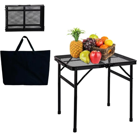 Small Folding Table for Camping Picnic Grill,Garden BBQ Side Table-Portable Lightweight,Compact,Height Adjustable Patio Outdoor Table with Carry Bag