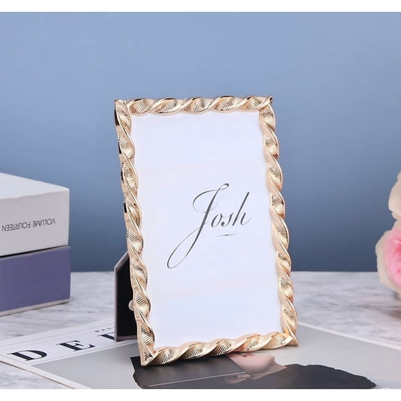 Metal Picture Frame 5x7,Photo Frame with Spiral Streak,Glitter Finish & HD Glass - Multi-Display (Vertical/Horizontal ) Glam Style, Ideal Gift for Special Occasions,Rose Gold