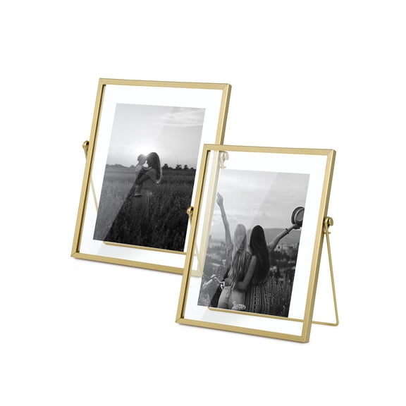 Metal Picture Frames  Set Of 2 Ornate Minimal Floating Edge Clear Gltable Top Easel Stand Photo In 5 X 7ortment Variety
