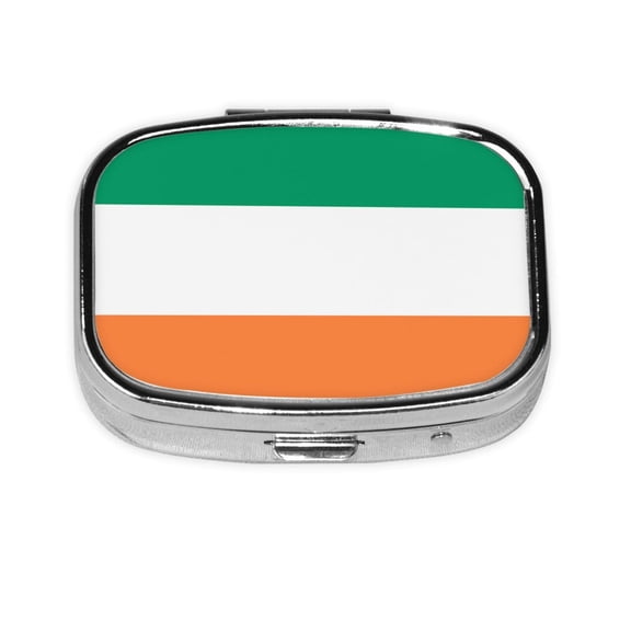 Metal Pill Organizer Flag Of Ireland Portable Compact Pill Box 2 Compartments Pill Case For Purse Pocket
