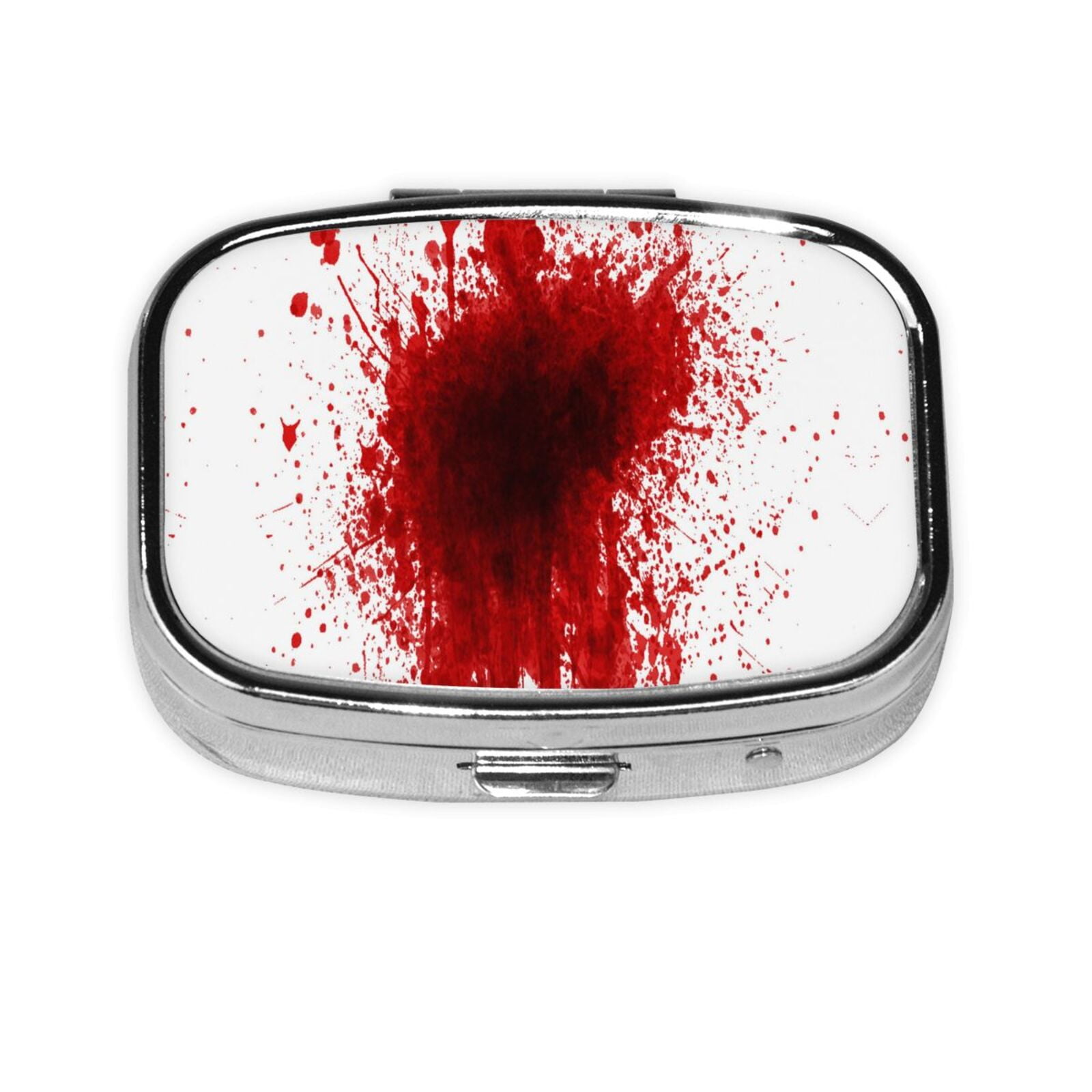 Metal Pill Organizer Red Splatter Pattern Portable Compact Pill Box 2 ...