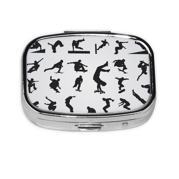 Metal Pill Organizer Runningway Cool Parkour Sports Extreme Portable Compact Pill Box 2 Compartments Pill Case For Purse Pocket