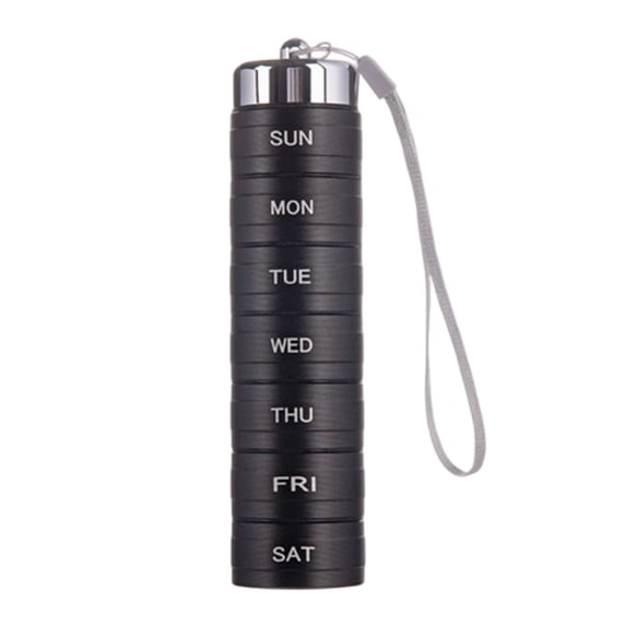 Metal Pill Organizer Weekly, Stackable Waterproof Travel Pill Box, Pill Case Container, 7 Day Daily Medicine Organizer for Vitamin, Fish Oil, Supplement,15.5x4x4cm