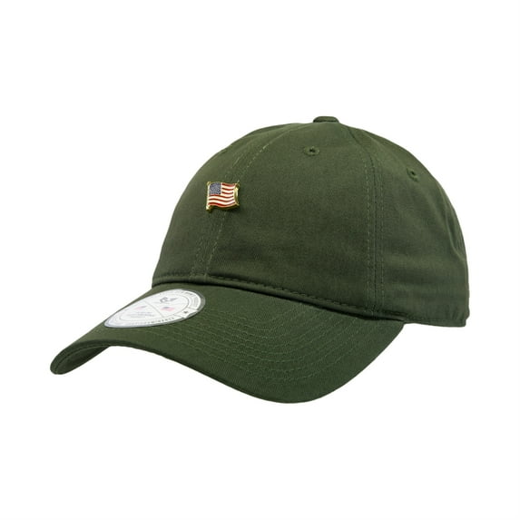 Metal Pin Relaxed Cap, USA, Olive