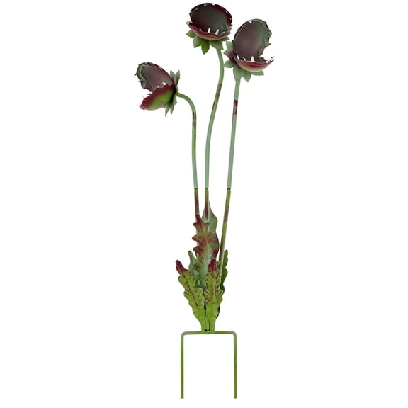 Metal Piranha Plant Garden Stake, 25" Spooky Carnivorous Plant Decor, Metal Man-Eating Plant Sculpture for Halloween & Gothic Garden
