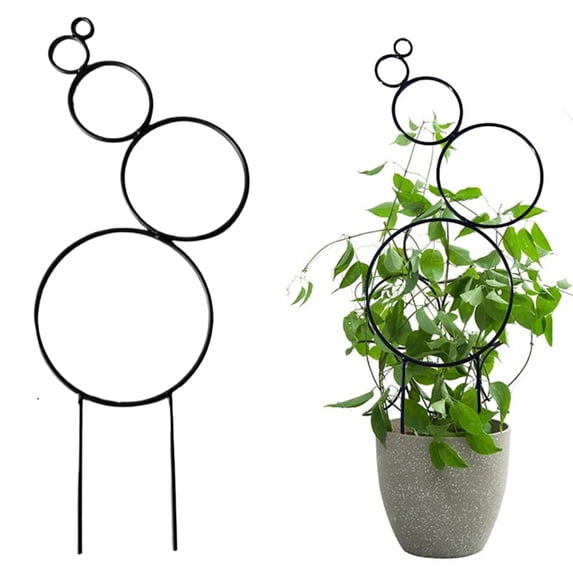 Metal Plant Climbing Support Stakes, Outdoor Potted Vine Plant Frame, Anti Rust Gardening Plant Trellis, DIY Climbing Flower Growth Holder, Stylish Home Balcony Plant Decor Frame,Z1#Black
