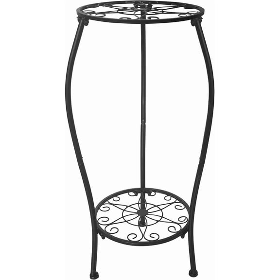 Metal Plant Stand 2 Tier Indoor Outdoor, Tall Flower Pot Shelf Rustproof Stable Corner Stand, 25.2 inch Multiple Display Rack for Living Room Patio Balcony Garden
