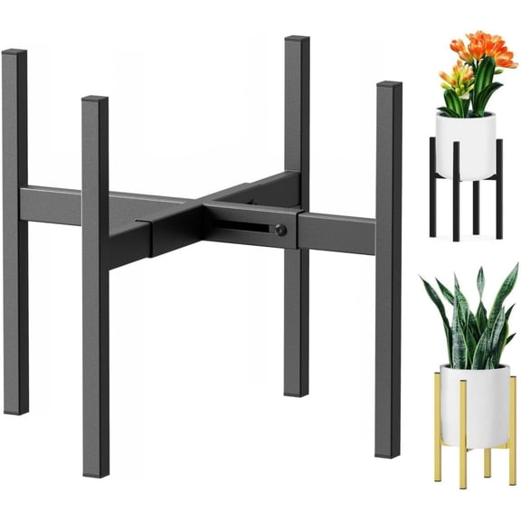 Metal Plant Stand, Adjustable Size Fits 10 12 13 14 15 16 Inches Large Planter Pot,Mid Century Expandable