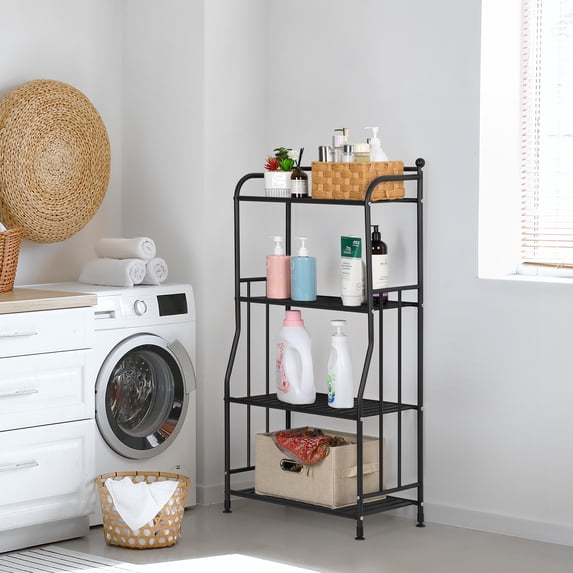 Metal Plant Stand Iron Flower Pots Holder Storage Shelf, Planter Display Rack Indoor and Outdoor Multiple Shoe Organizer for Garden Balcony Living Room Kitchen Bathroom (Black)