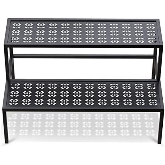 Metal Plant Stand Metal 2 Tier Potted Multiple Flower Pot Holder Plant Shelf Indoor Plants Multiple,Outdoor Heavy Duty Planter Display Shelving Unit for Patio Garden Corner Balcony Living Room(Black)