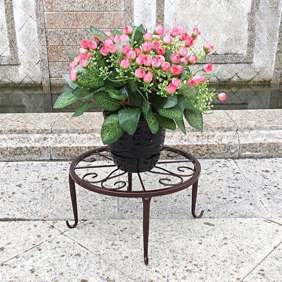 Metal Plant Stand Round Heavy Duty Flower Pot Holder Indoor Outdoor Garden Container Stand Rust Proof Iron Base for Large Planters