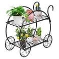 thumbnail image 1 of Metal Plant Stand, Two Tiered Garden Cart Shelf for Indoor Outdoor Home Garden Patio, Parisian Style Flower Pot Holder, Stable and Durable, 1 of 9