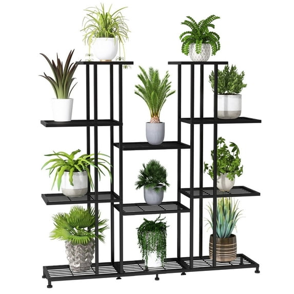 Metal Plant Stand, large indoor Plant Stands Decorative Black Steel Plant Shelf for Indoor Patio Garden Balcony and Yard,tall multi tier plant stand