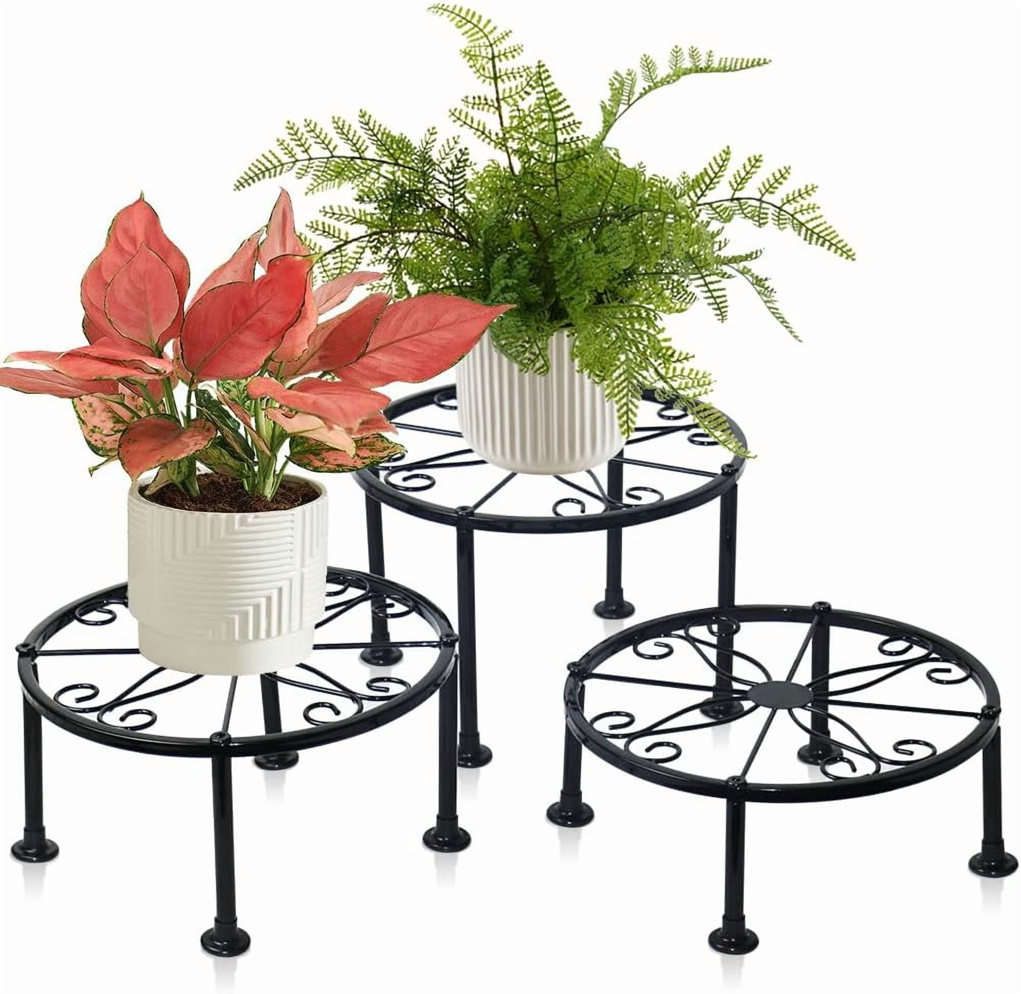 Auto Pot Stand Metal Plant Stands 3 Pack, Rustproof Iron Flower Pot Stands for Balcony ...