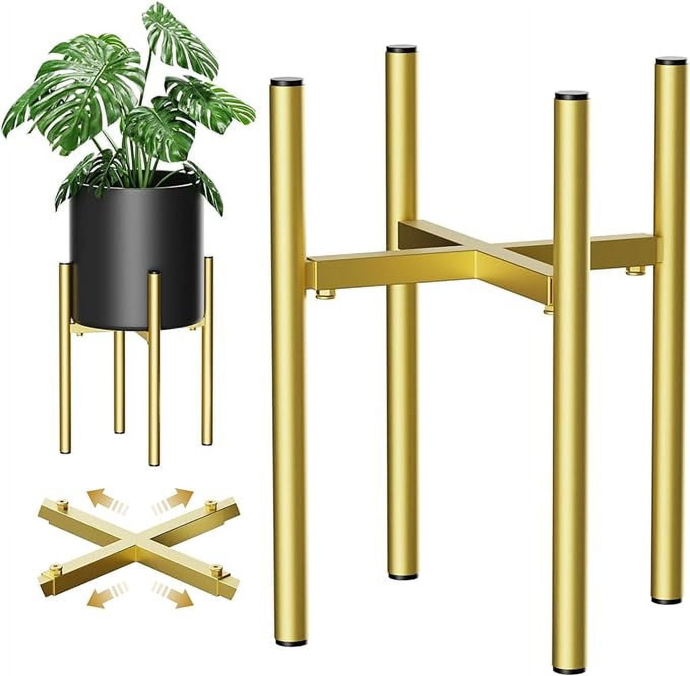 Gold Adjustable Metal Plant Stand for Medium to Large Pots