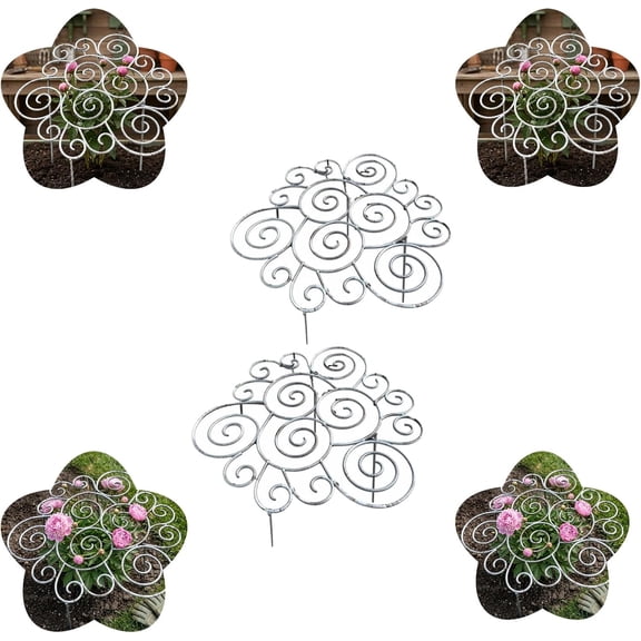 Metal Plant Support Ring for Garden, Heavy-Duty Peony & Dahlia Cage, Decorative Grow-Through Ring, Orchid Clip, Stackable Flower Support for Indoor & Outdoor Plants  (Big)