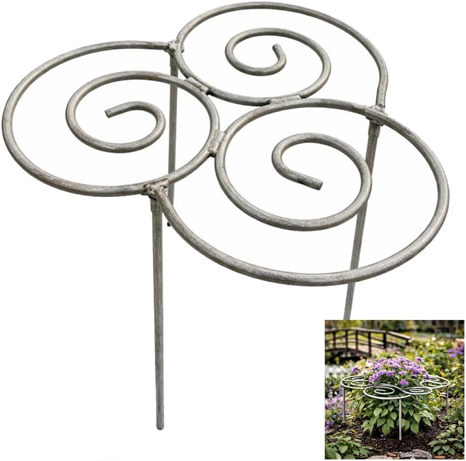 Metal Plant Support Ring, Garden Plant Support Stakes for Flowers ...