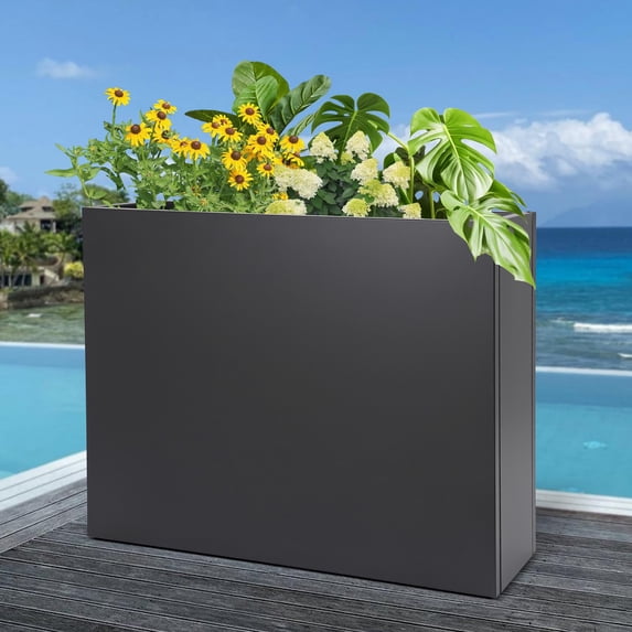 Metal Planter Box Rectangular - 36x10x28In Steel Outdoor Large Planter ...