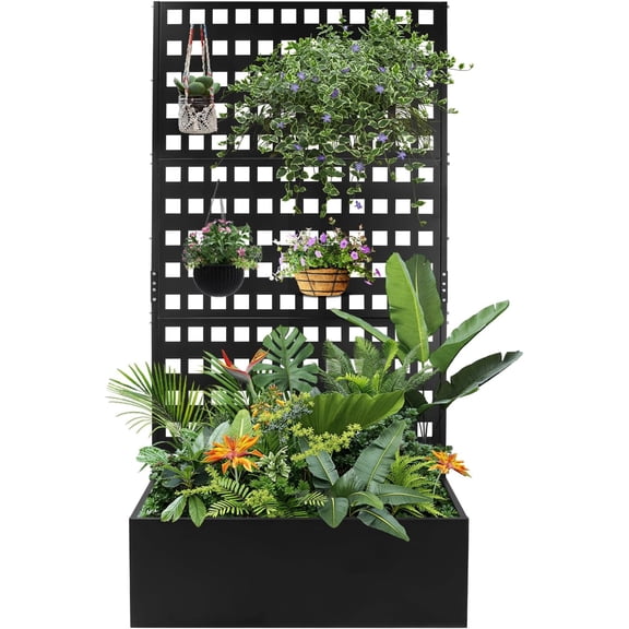 Metal Planter Box with Trellis for Climbing Plants 35x18x71Inch Planter with Privacy Screen&Trellis, Privacy Planters for Patio
