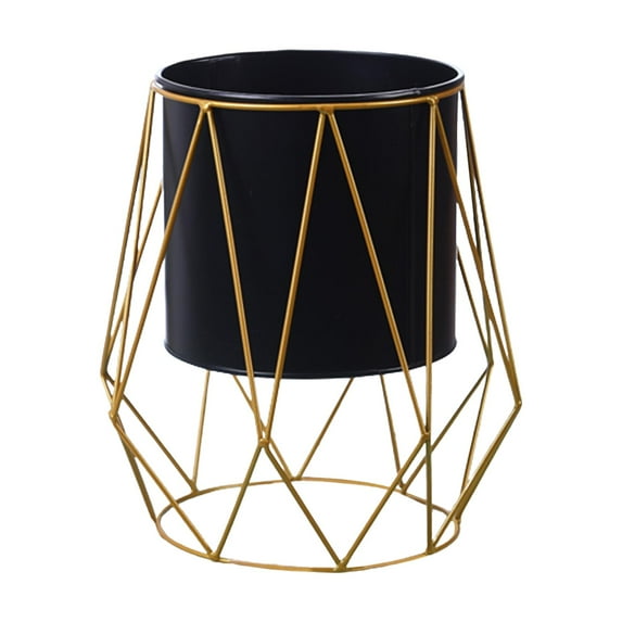 Metal Planter Stand Flower Holder Decorative Wrought Iron Props Flowerpot Holder geometric black