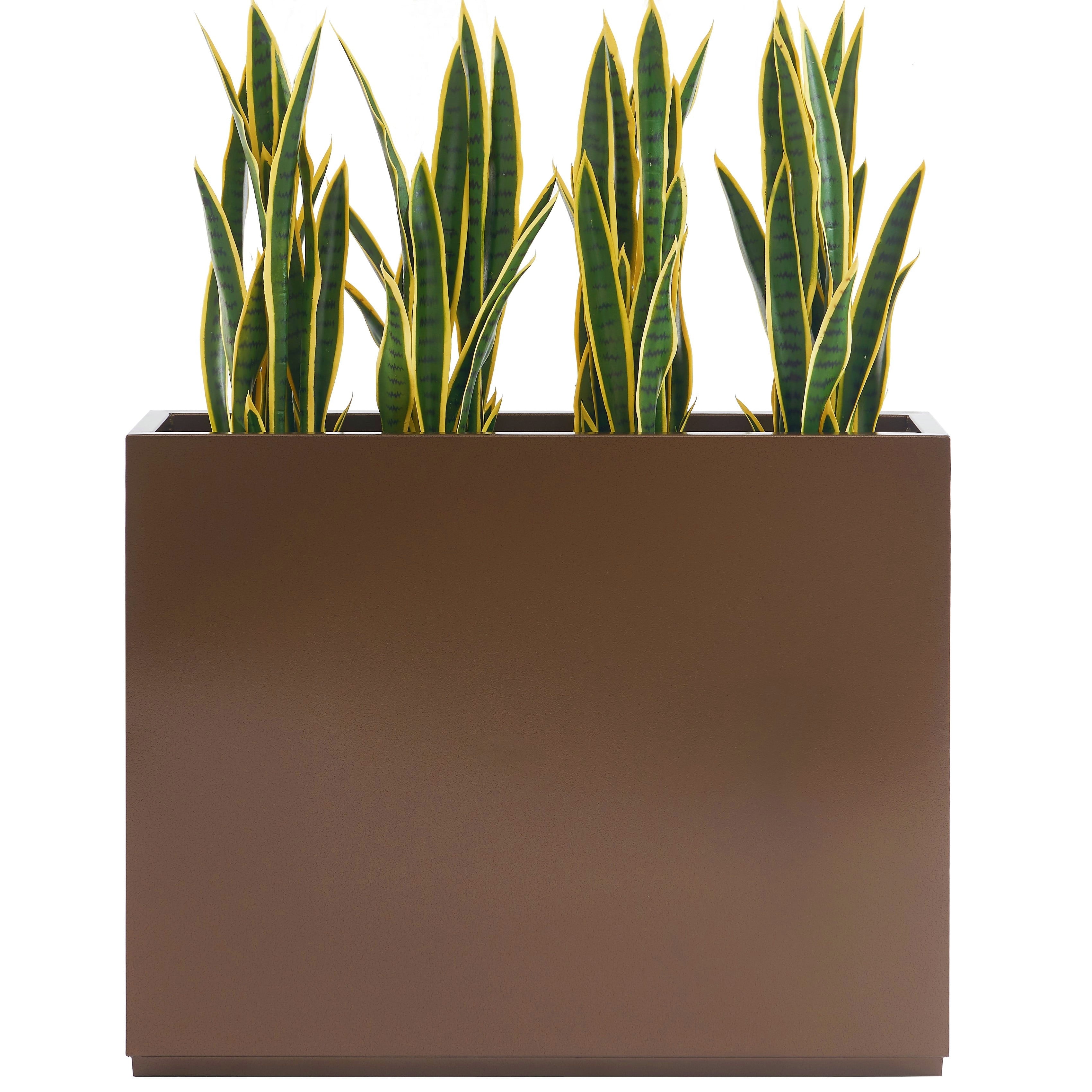 Metallic Outdoor Planter, 38Lx10Wx30H in, 66lb Box Divider, Espresso