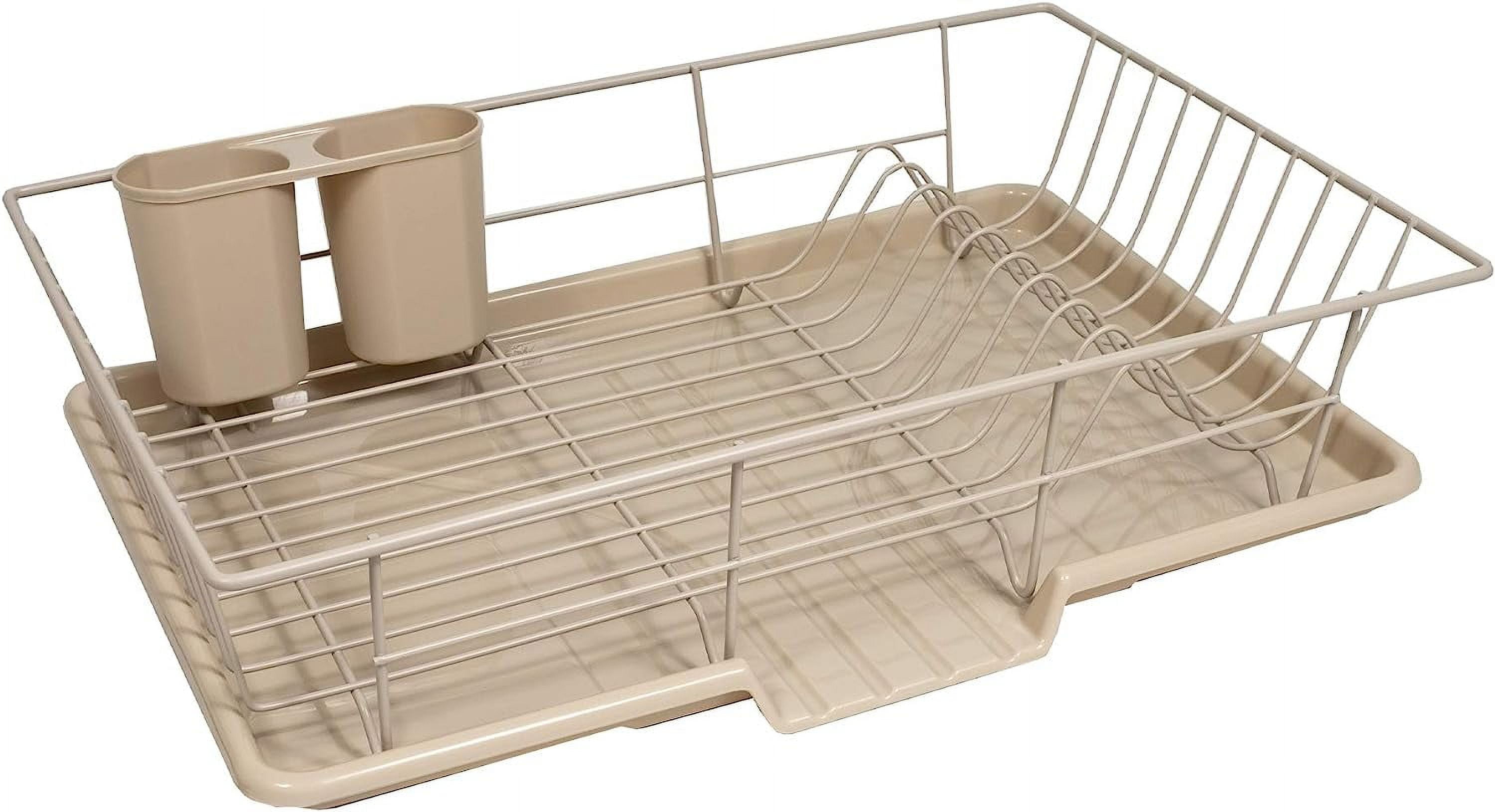Drain Rack Set Metal, Plasic 3 Piece Dish Drainer Rack Set with Drying Board and ...