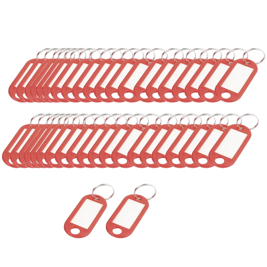 Key Chain Label Metal Metal & Plastic Keychain ID Label Name Key Tag Split Ring Red 50Pcs ...