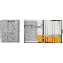 Set of 2 Metal-Plated 100s Cigarette Case & Stash Box (Silver Victorian Print)