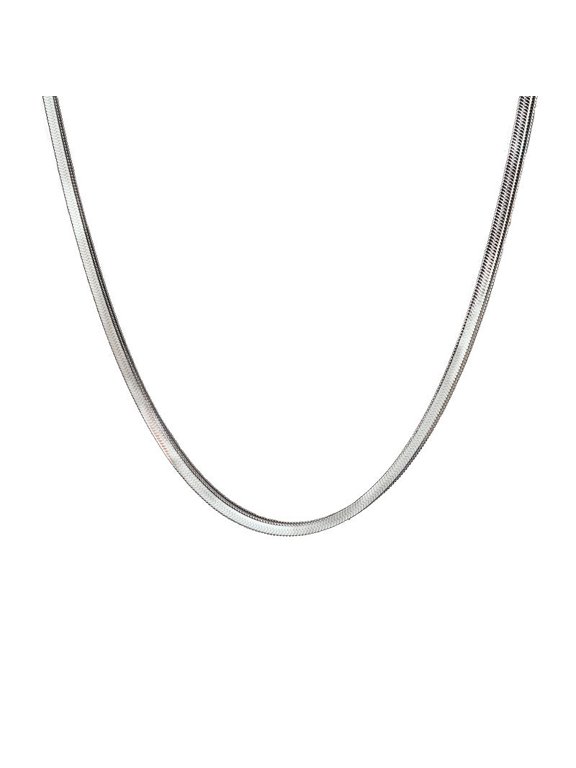Metal Plated Flat Snake Chain Necklaces for Women, Stainless Steel Dainty Minimalist Choker, 4MM Width Fashion Necklace (15.7" 17.7" 19.6")