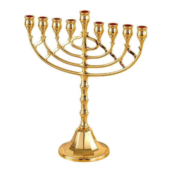 Metal Plated Menorah Candelabra 9 Branch Hanukkah Menorah Candle Holders for Chanukah,Jewish Party Decorations