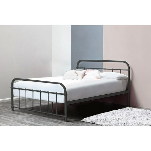 Metal Platform Bed, Color Matte Dark Grey - Full