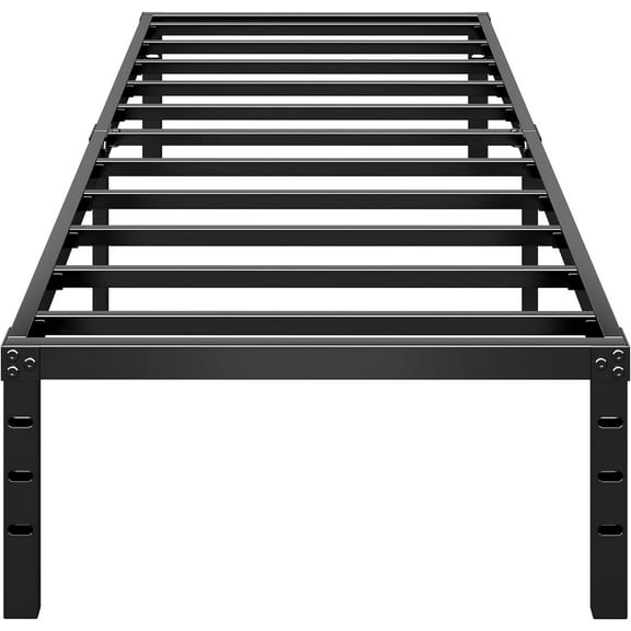 Metal Platform Bed Frame 18 Inch Tall Bed No Box Spring Needed,Twin Size Bed with Heavy Duty Strong Support Slats,Easy to Assemble,Black