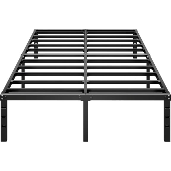 Metal Platform Bed Frame 18 Inch Tall,No Box Spring Needed,Queen Size Bed with Heavy Duty Strong Support Slats,Easy to Assemble,Black