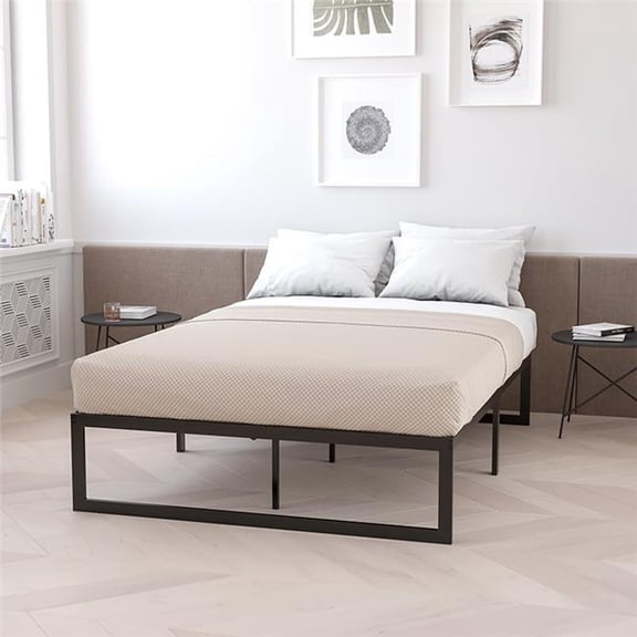 Metal Platform Bed Frame - Black - Queen - 14-Inch Height - Durable Steel Construction
