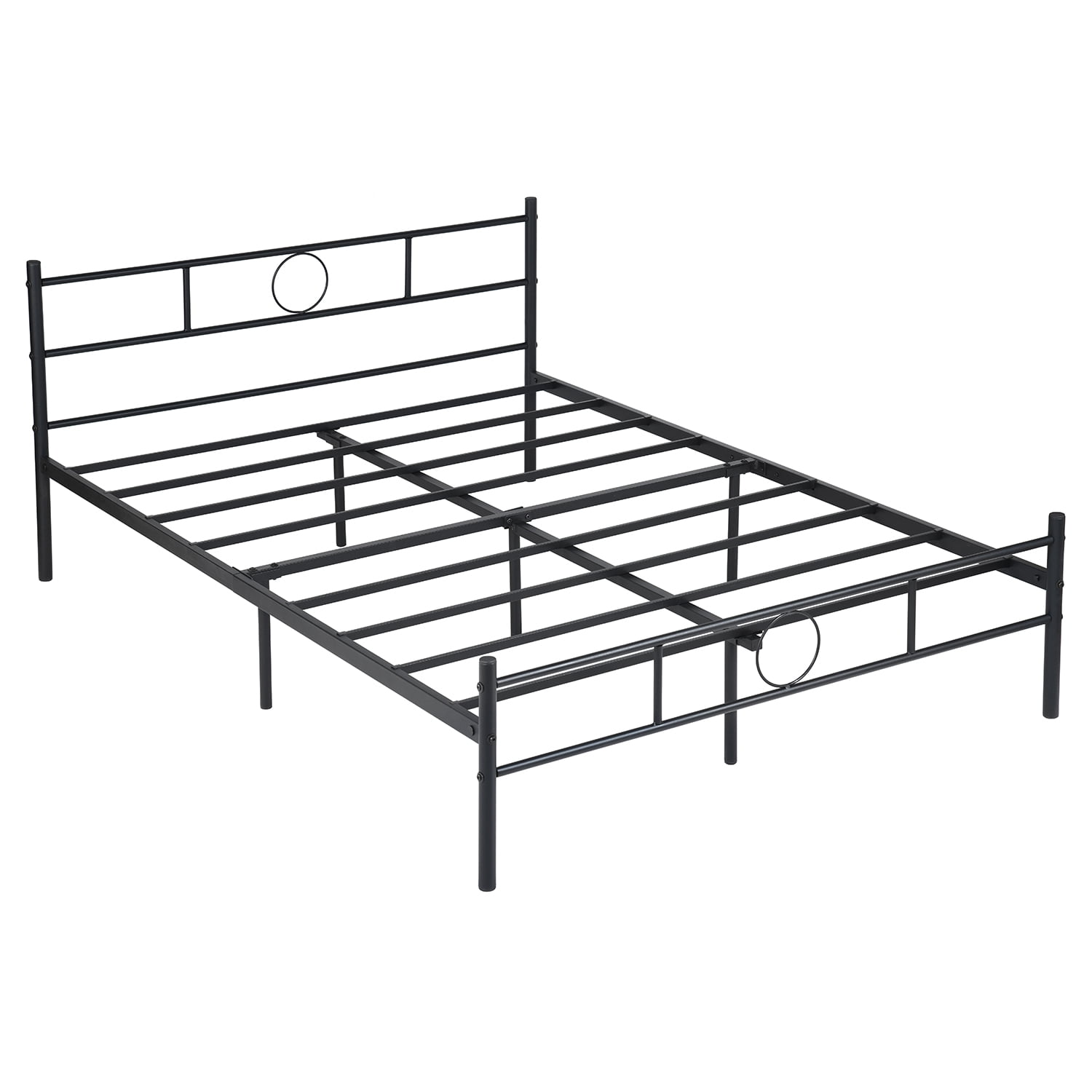 Metal Platform Bed Frame with Headboard & Footboard, Heavy Duty Steel Slats Bed, Underbed Storage Space, No Box Spring Needed, Easy Assembly for Bedroom