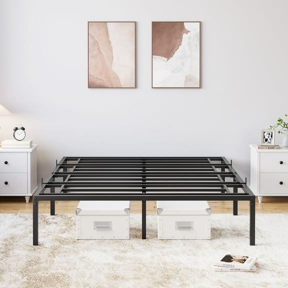 Metal Platform Bed Frame, Heavy Duty Bed Frame With Storage, 1000 Lbs Capacity, Noise Free Mattress Foundation With Steel Slats Supports , No Box Spring Needed