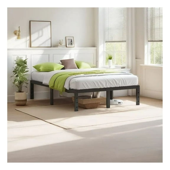 Metal Platform Bed Frame, Heavy Duty Under Bed Storage, No Box Spring, Noise-Free, Black