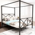 thumbnail image 1 of Metal Platform Bed Frame Queen, European Style Element, & , Black, Fits All Standard Queens, Easy To Install Canopy Queen Frame, Construction, 12.4" Under Storage, Mattress Easily, 1 of 2