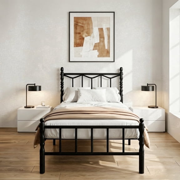 Apextella 14" TwinXL Metal Bed Frame with Headboard and Footboard, 1000 lbs Weight Capacity, Black