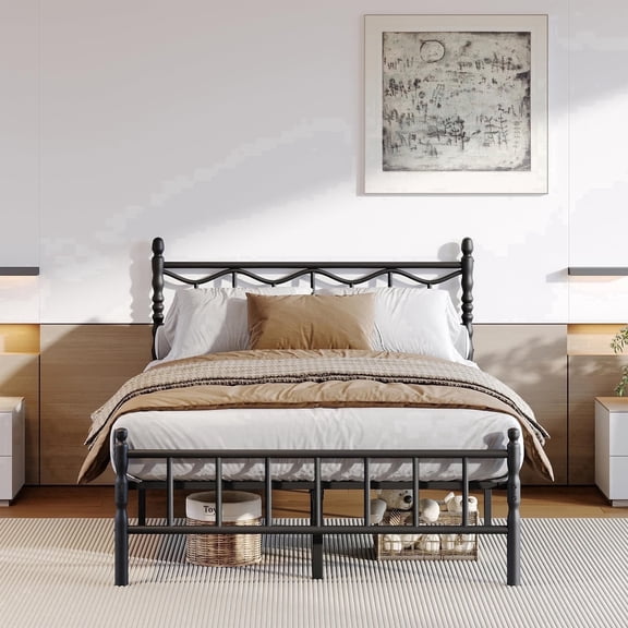 Apextella 14" Full Metal Bed Frame with Headboard and Footboard, 3000 lbs Weight Capacity, Black