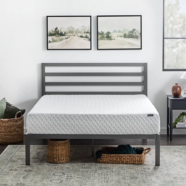 Metal Platform Bed Frame with Metal Headboard Box Spring Not Required