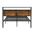 thumbnail image 1 of Metal Platform Bed Frame with Wooden Headboard and Footboard with USB LINER, No Box Spring Needed, Large Under Bed Storage Queen, 1 of 5