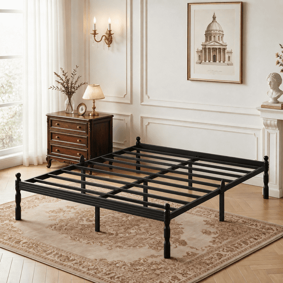 Apextella 12 in Queen Heavy Duty Metal Platform Bed Frame, Anti-Shake, Anti-Slip, No Box Spring Needed, Underbed Storage, Black