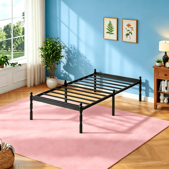 Apextella 18" Twin Size Metal Platform Bed Frame with Storage, Heavy Duty