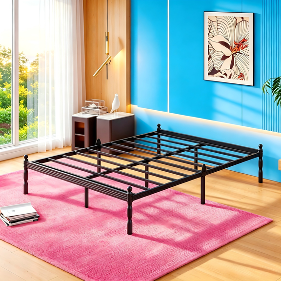 Apextella 18" Full Size Metal Platform Bed Frame with Storage, Heavy Duty