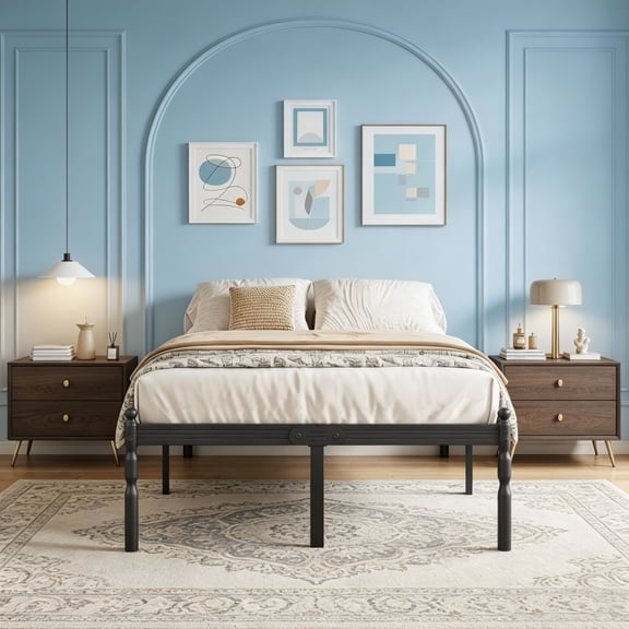 Apextella 18" Full Size Metal Platform Bed Frame, Underbed Storage, Heavy Duty