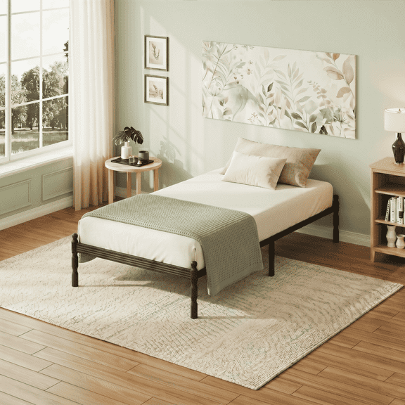 Apextella 12" Twin Size Metal Platform Bed Frame with Storage, Heavy Duty